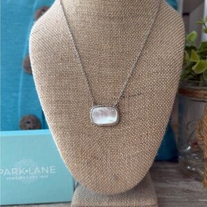 Park Lane Silver Necklace with Iridescent White Pendant